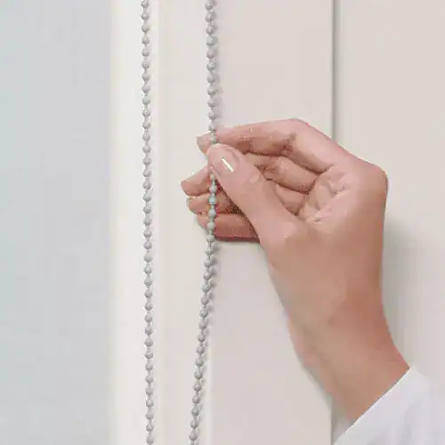 Beaded chain for window blinds, manual operation, superior blinds, cordless window treatment, easy to use window shade controls.