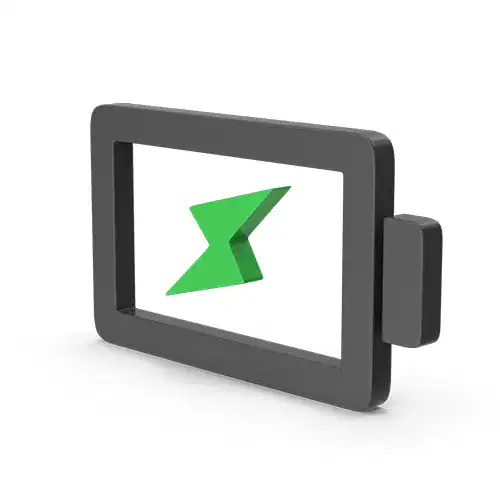 Green LED arrow indicator on digital device screen for superior blinds control and customization options, showcasing modern window blind technology for home and office.