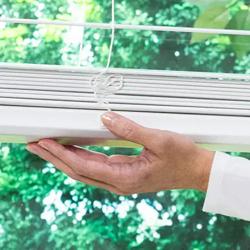 Custom White Blinds with Cord Control for Windows and Doors, Easy to Operate, Made for Home and Office Decor.